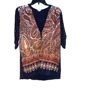 TINY womens blouse top size Small roll tab sleeves